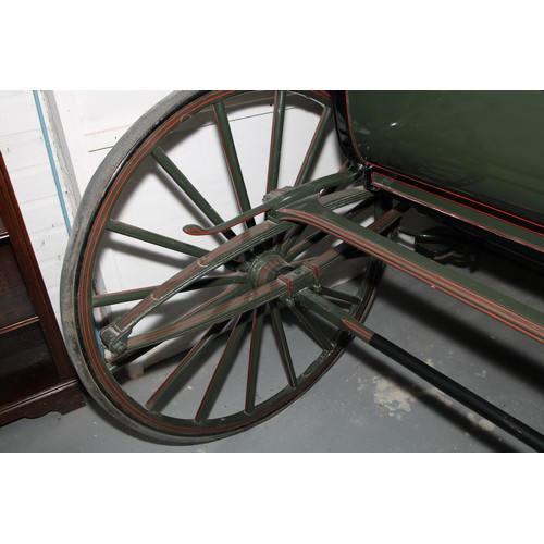 1472 - A Victorian horse drawn Bowman carriage, original upholstery, brass hubs marked KEITES & SONS, 183cm... 