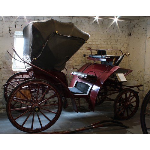 1474 - A Victorian horse drawn lady's carriage, of Phaeton type Victoria design, canopy hood,  box to verso... 