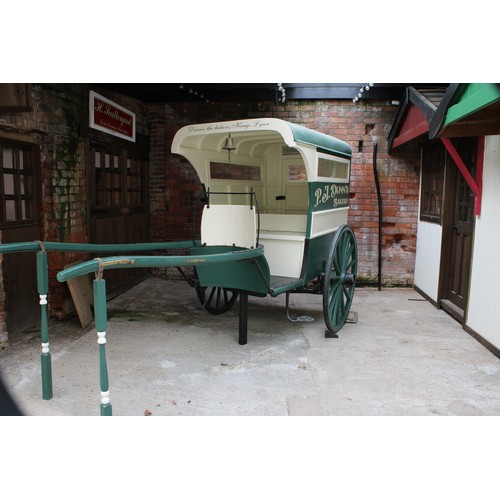 1478 - A late 19th/early 20th century grocer's cart, green and cream livery inscribed P J Dunn.s, Bakers, D... 