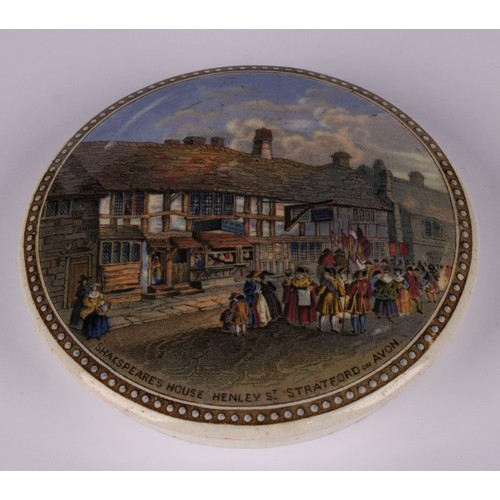 18 - A Staffordshire Pratt ware pot lid, Persuasion; others, A Pair, Shakspeare's (sic) House, Henley, St... 