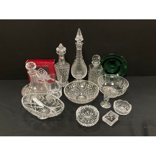 68 - Glass - Stuart cut glass bowls, cut glass decanters; Thomas Webb; etc