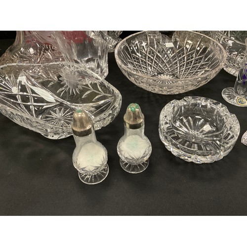 68 - Glass - Stuart cut glass bowls, cut glass decanters; Thomas Webb; etc