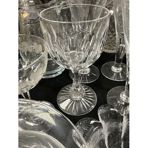 70 - Glass ware including a set of five Victorian champagne coupes, other period cut glass; Dartington Da... 