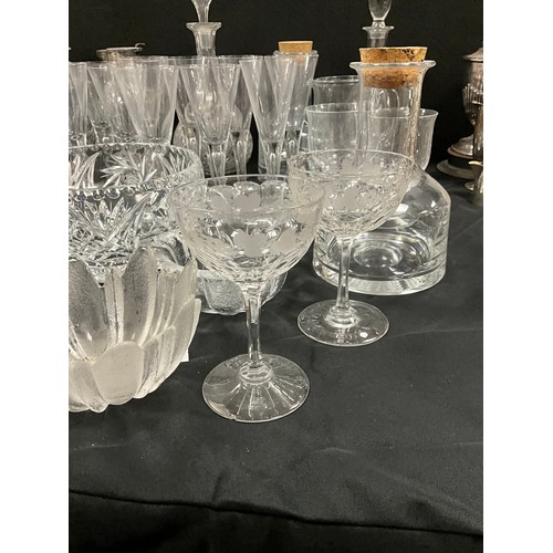 70 - Glass ware including a set of five Victorian champagne coupes, other period cut glass; Dartington Da... 