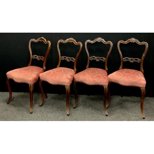 123 - A set of four 19th century balloon back dining chairs, and a mahogany drop-leaf dining table, the ch... 