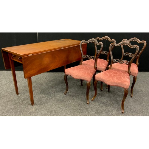 123 - A set of four 19th century balloon back dining chairs, and a mahogany drop-leaf dining table, the ch... 