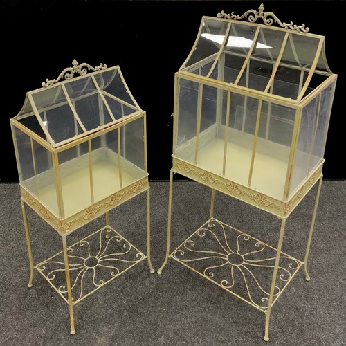 148 - A garden / conservatory Terrarium on stand, 140 cm high x 56.5cm wide x 40.5cm deep;  another, small... 