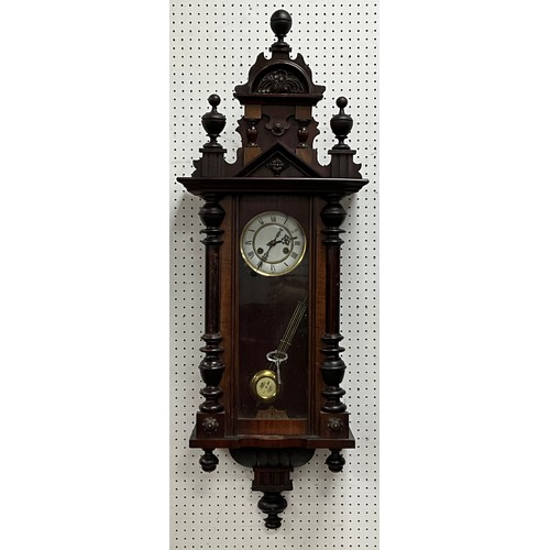 159 - A 19th century walnut and ebonised Vienna wall clock, c.1890