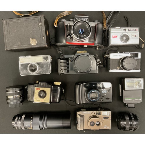 176 - Cameras - Canon T70 SLR 35mm camera boddy, 50mm, 28mm and 70-210 zoom lens, Practica super TL camera... 