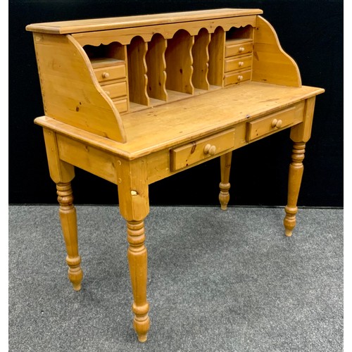 177 - A Pine Escritoire desk, 107.5cm high x 112cm wide x 54.5cm deep.