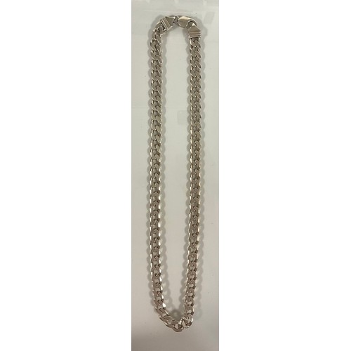 304 - A heavy weight silver curb link necklace, approx 1cm wide, 51cm long, 78.8g gross