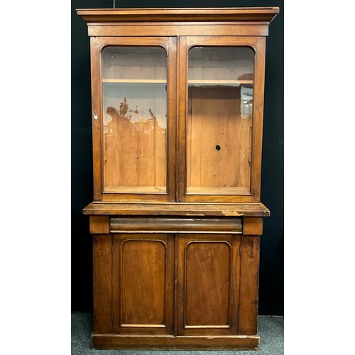 236 - A Victorian mahogany bookcase cabinet, 199cm high x 104cm wide x 40cm deep.