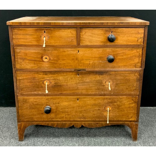 228A - A George III mahogany chest of drawers, 105cm high x 106cm wide x 53.5cm deep.