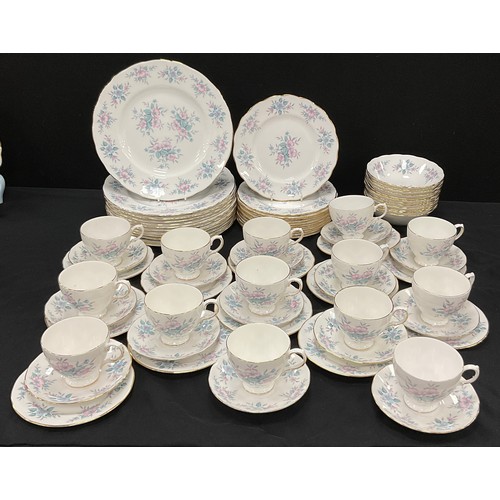 72 - A Colclough muted floral pattern table service for twelve including; twelve dinner plates, twelve me... 