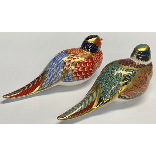 22 - A Royal Crown Derby paperweight, Pheasant, date mark for 1995 (LVIII), signed in gold on the base, g... 