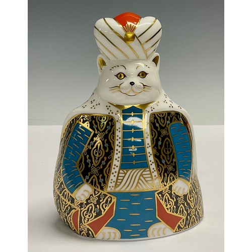 26 - A Royal Crown Derby Paperweight from the Royal Cats Collection, Persian Cat, 16cm tall, red printed ... 