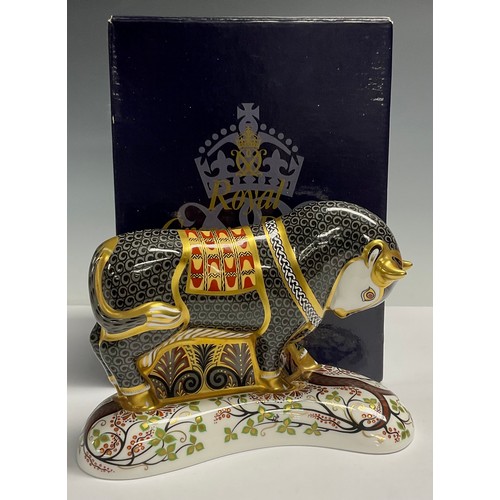 32 - A Royal Crown Derby paperweight, Grecian Bull, specially commissioned by Connaught House, number 178... 