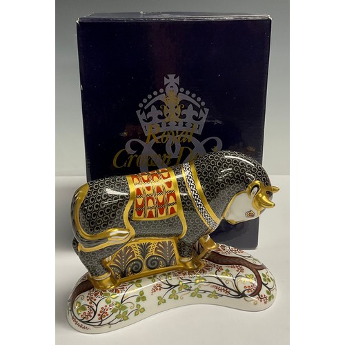 32 - A Royal Crown Derby paperweight, Grecian Bull, specially commissioned by Connaught House, number 178... 