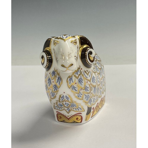 34 - A Royal Crown Derby paperweight, Premier Ram, exclusive to the visitor's centre, limited edition 107... 