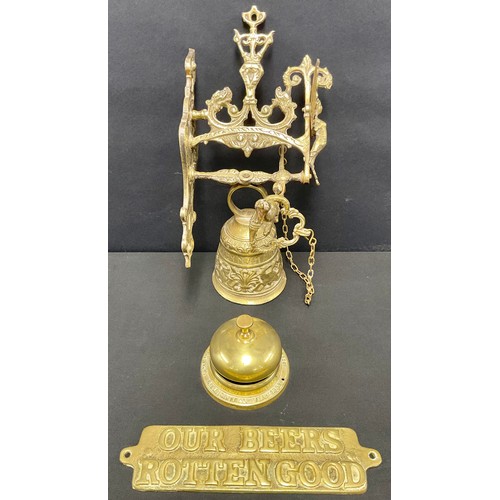 138 - A brass counter bell, Bell's Scotch Whisky, LVNH Presidential Year 1986; a cast brass shop bell; a b... 