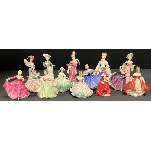 71 - A quantity of Royal Doulton and Coalport figures and figurines, comprising Royal Doulton Peggy Davie... 