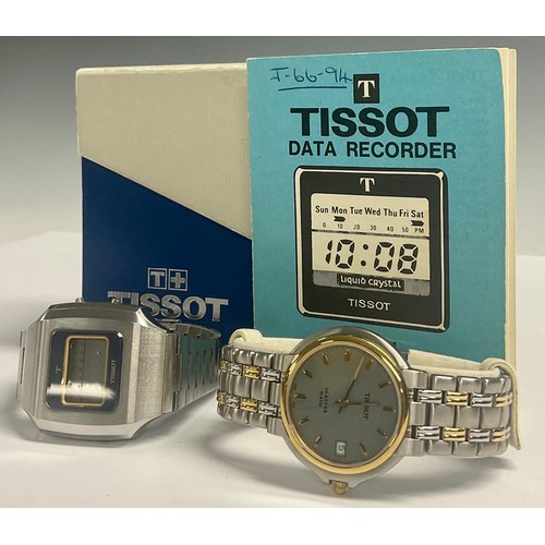 222 - A gentleman's Tissot stainless steel Seastar watch, two tone, steel grey dial, baton indicators, cen... 