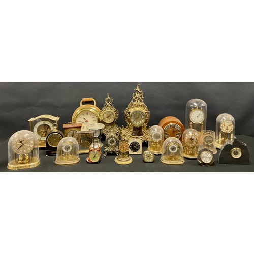 146 - Clocks - mid century and later clocks, including Louis XVI style brass mantle clocks, glass and plas... 