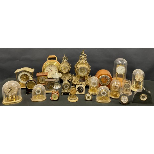 146 - Clocks - mid century and later clocks, including Louis XVI style brass mantle clocks, glass and plas... 