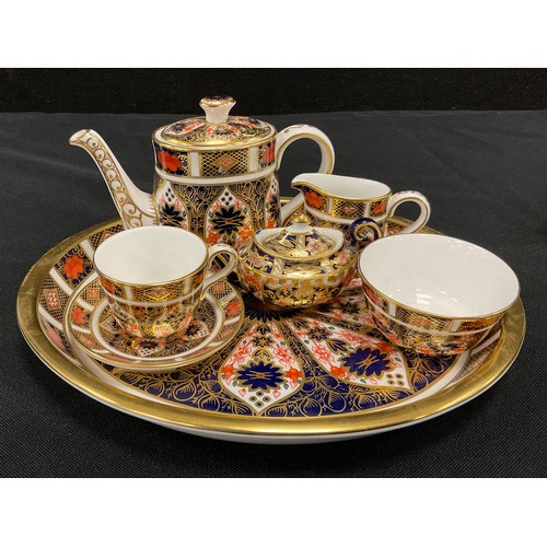 3 - Royal Crown Derby old Imari, 1128 pattern miniature cabaret set, all first quality, 22cm wide