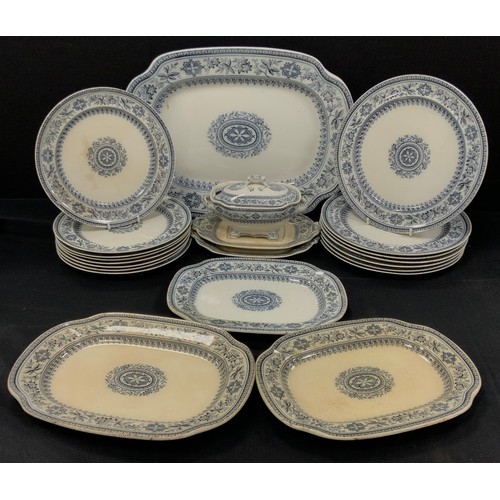 39 - A late 19th century dinner service ‘Windsor’ pattern comprised; a meat dish, seven dinner plates, ei... 