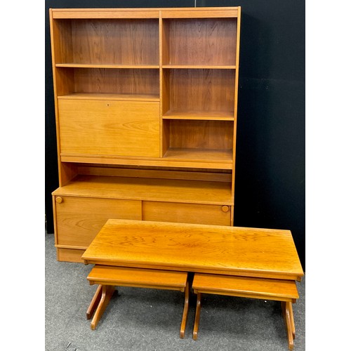 88 - A G-plan style teak side cabinet / shelving unit, 179.5cm high x 127.5cm wide x 42.5cm deep;  and a ... 