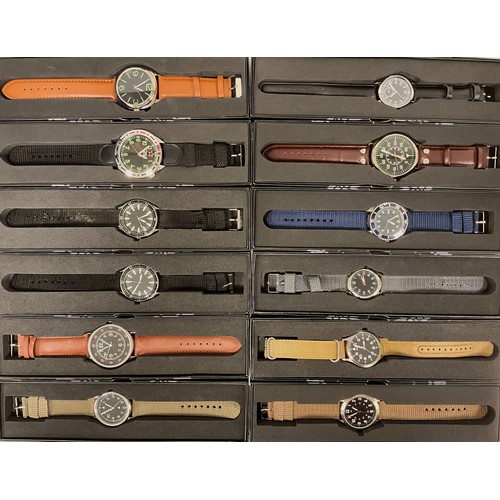 202 - Eaglemoss - a collection of twelve replica Military issue wristwatches, including British, American,... 