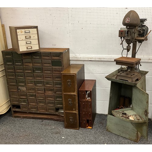 68 - A Vintage Tauco drill press, on stand, 156cm high x 43cm x 43cm;  an Eagle Steel Works engineers/car... 