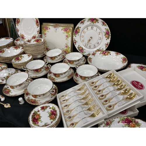 67 - Royal Albert ‘Old Country roses’ table service for eight including; a eight dinner plates, three med... 