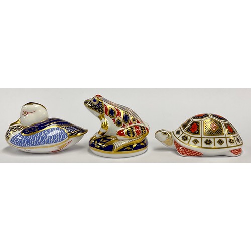 37 - A Royal Crown Derby paperweight, Duck, gold stopper, 12cm long, marks to base; another, 1128 Imari T... 