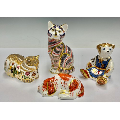 50 - Royal Crown Derby paperweights, Tom Cat; Cottage Garden Cat; Puppy; etc (4)