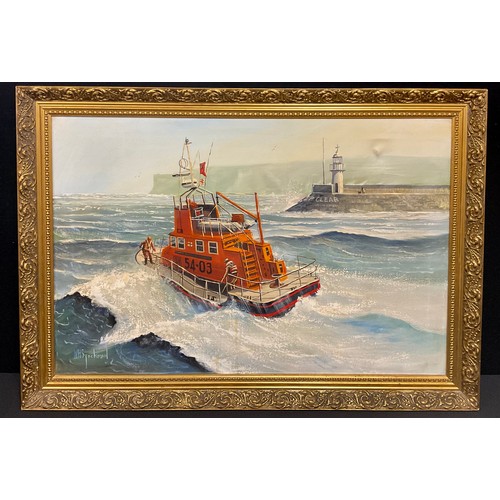 531 - William H Stockman (1935 - 2021)
Torbay Lifeboat, Brixham Harbour
signed, oil on canvas, 50cm x 75cm