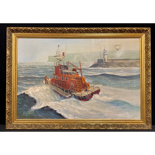 531 - William H Stockman (1935 - 2021)
Torbay Lifeboat, Brixham Harbour
signed, oil on canvas, 50cm x 75cm