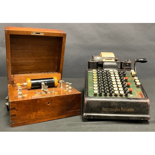 528 - An early 20th century Burroughs adding machine/calculator, made in Canada, 33cm long; a Cohen's Pate... 