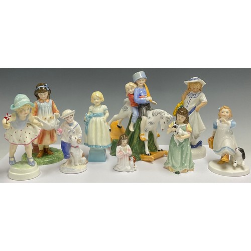 623 - A Royal Doulton figure group, Hold Tight HN 3298, 22cm; others, Childhood Days, Dressing Up, HN 2964... 