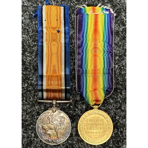 2014 - WW1 British War Medal and Victory Medal to “S4-215525 Pte. E. Boyce, A.S.C.”. Complete with original... 