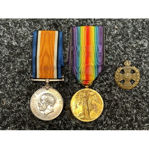 2015 - WW1 British War and Victory Medals to “16104 Pte. J. Redmond, Rif Brig” complete with original ribbo... 