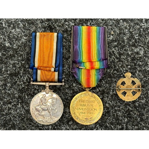 2015 - WW1 British War and Victory Medals to “16104 Pte. J. Redmond, Rif Brig” complete with original ribbo... 