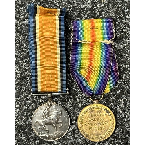 2027 - WW1 British War and Victory medal pair to 