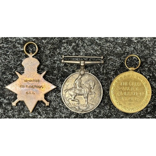 2028 - WW1 British 1914-15 Star, War Medal and Victory Medal to 