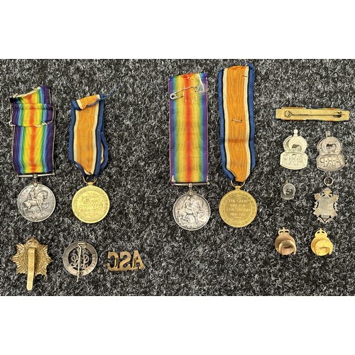 2032 - WW1 British Medal groups: War and Victory Medal to 58176 Pte H Betteridge, Leicestershire Regt compl... 