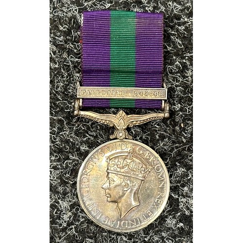 2046 - WW2 British GR VI General Service Medal with “Palestine 1945-48” clasp to “2670724 GDSM T. HOGAN COL... 