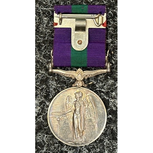 2046 - WW2 British GR VI General Service Medal with “Palestine 1945-48” clasp to “2670724 GDSM T. HOGAN COL... 