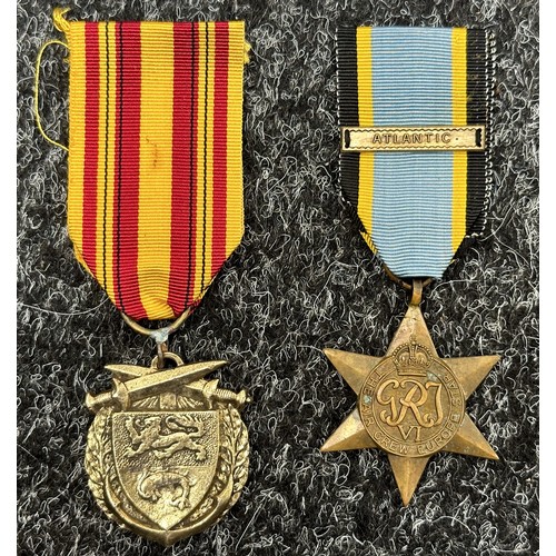 2056 - WW2 British Defence Medal, 1939-45 British War Medal x 2 and Territorial Efficency Medal (Name erase... 