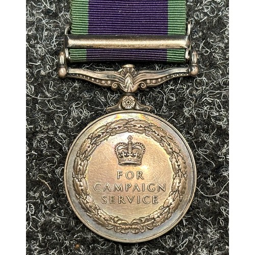 2061 - ERII General Service Medal with South Arabia clasp to “23733669. CFM C.V.H. SIMPSON REME”. Complete ... 